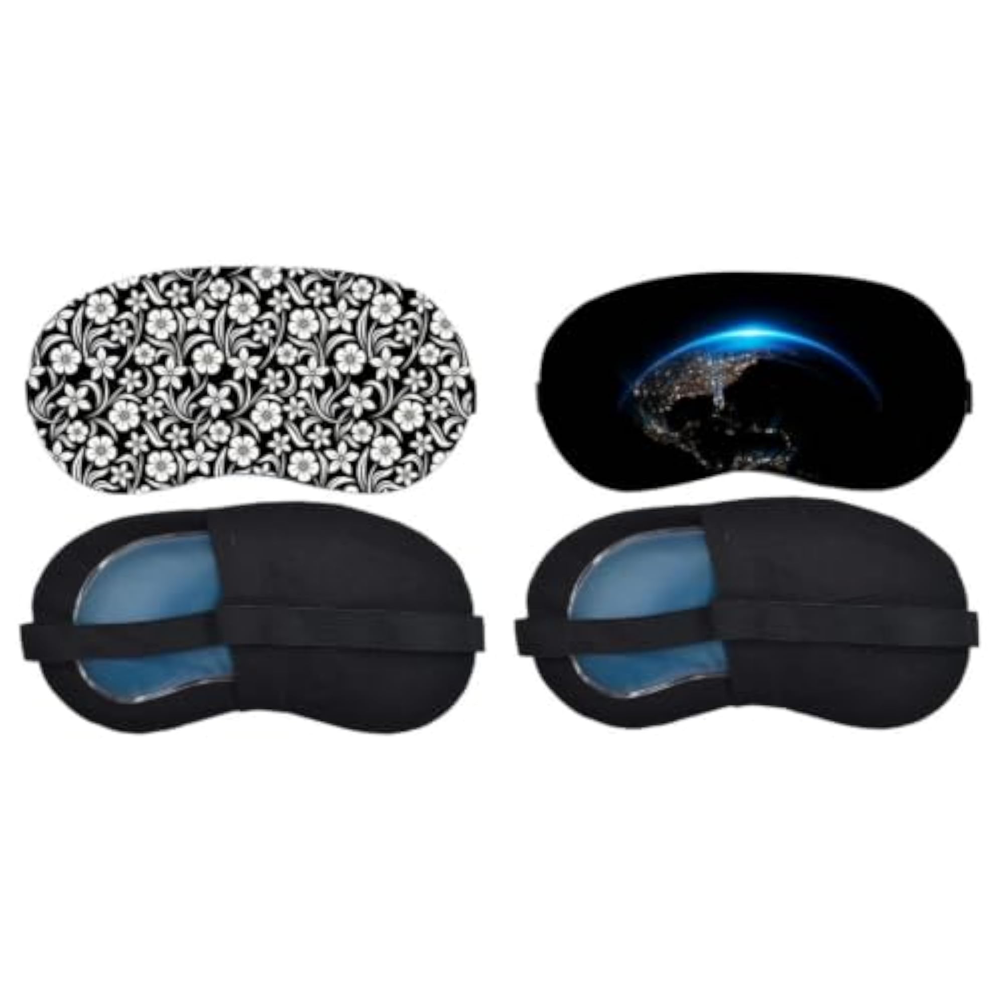 Monochrome Floral Pattern Light-Blocking Eye Cover, Reusable